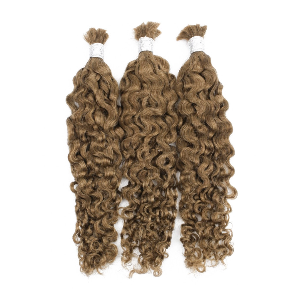 20inch Color #6 Hair Bulk Curly Hair Pre Colored Bulk Hair